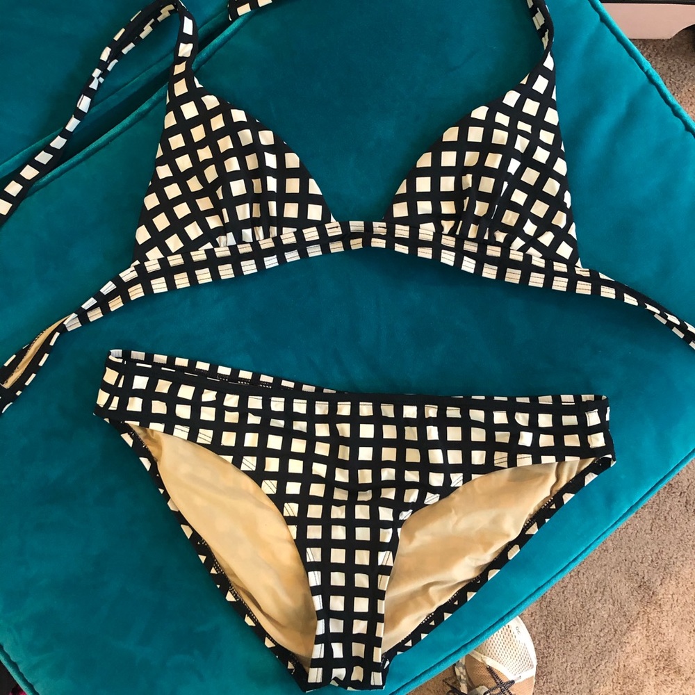 J.Crew Black and White Checkered Bikini